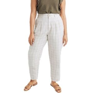 Madewell Pleated Taper Wide-Leg Pants in Windowpane